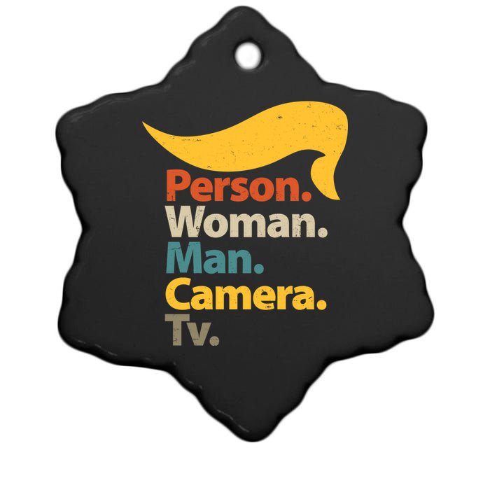 Person Woman Man Camera TV Trump Hair Ceramic Star Ornament