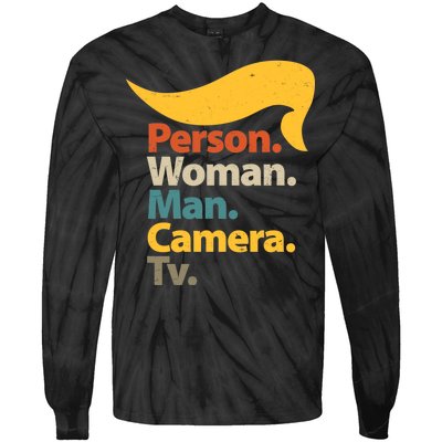 Person Woman Man Camera TV Trump Hair Tie-Dye Long Sleeve Shirt