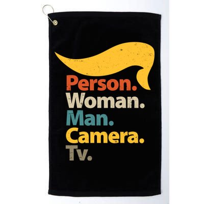 Person Woman Man Camera TV Trump Hair Platinum Collection Golf Towel