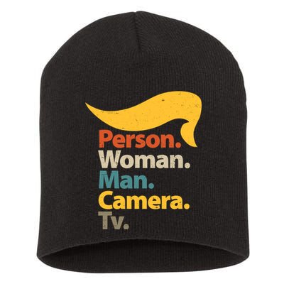 Person Woman Man Camera TV Trump Hair Short Acrylic Beanie