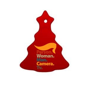 Person Woman Man Camera TV Trump Hair Ceramic Tree Ornament