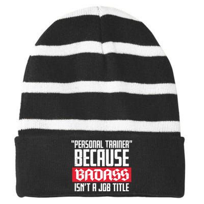 Personal Trainer Job Title Striped Beanie with Solid Band