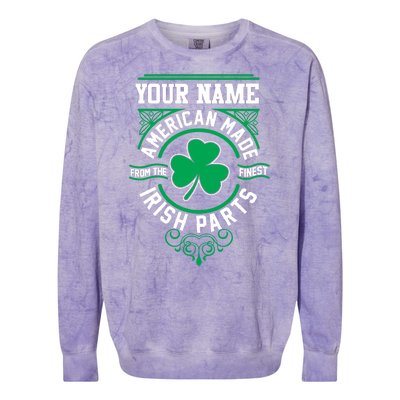 Personalize American Made Irish Parts St Patrick's Day Colorblast Crewneck Sweatshirt