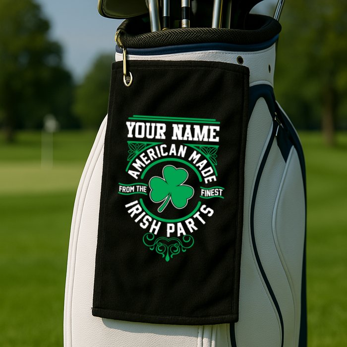 Personalize American Made Irish Parts St Patrick's Day Golf Towel