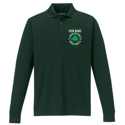 Personalize American Made Irish Parts St Patrick's Day Performance Long Sleeve Polo