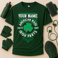 Personalize American Made Irish Parts St Patrick's Day Cooling Performance Crew T-Shirt