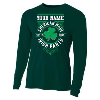 Personalize American Made Irish Parts St Patrick's Day Cooling Performance Long Sleeve Crew