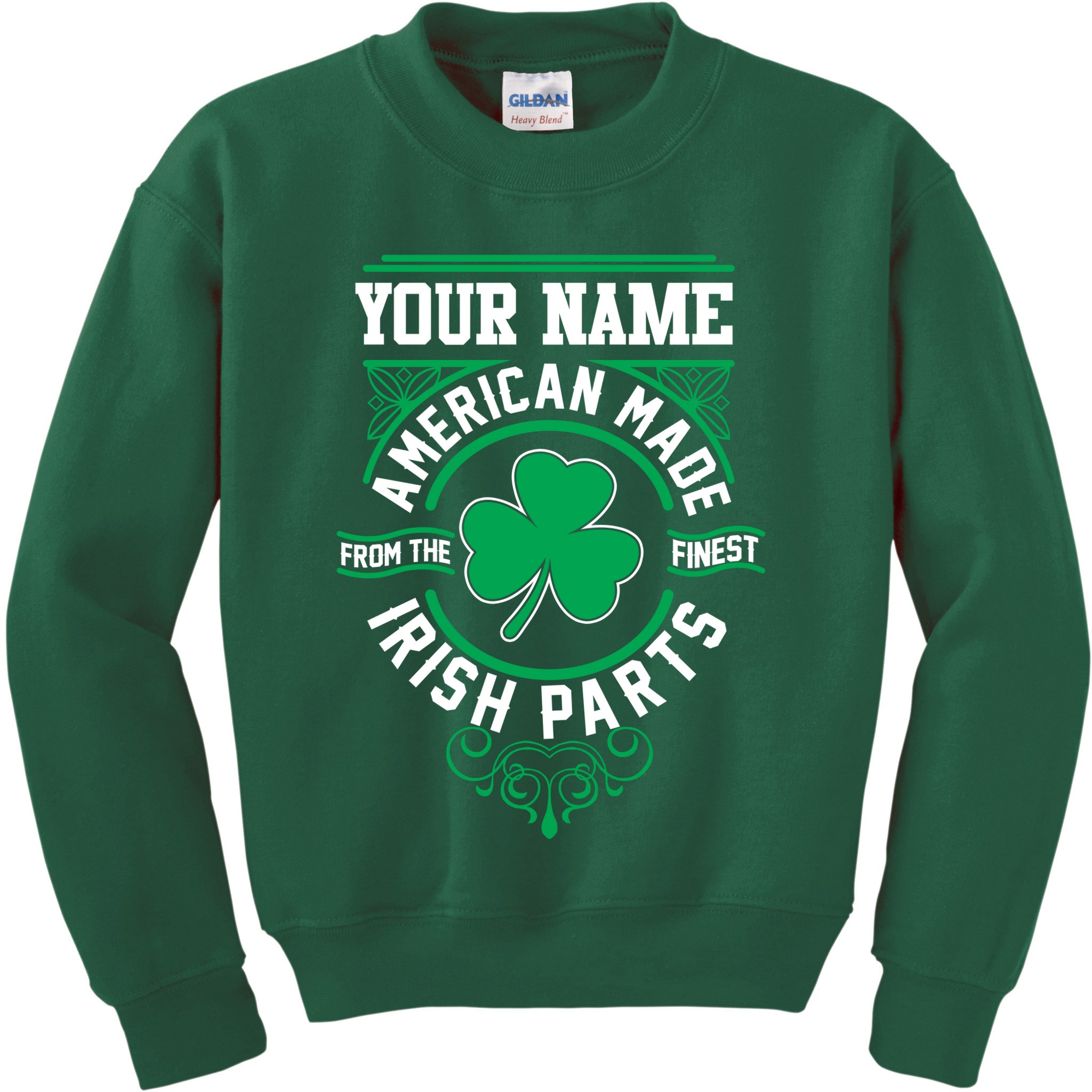 Personalize American Made Irish Parts St Patrick's Day Kids Sweatshirt