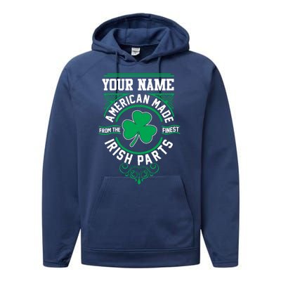 Personalize American Made Irish Parts St Patrick's Day Performance Fleece Hoodie