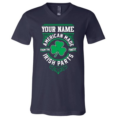 Personalize American Made Irish Parts St Patrick's Day V-Neck T-Shirt