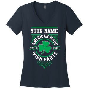 Personalize American Made Irish Parts St Patrick's Day Women's V-Neck T-Shirt