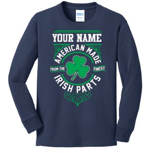 Personalize American Made Irish Parts St Patrick's Day Kids Long Sleeve Shirt