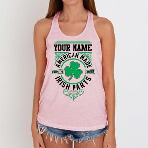 Personalize American Made Irish Parts St Patrick's Day Women's Knotted Racerback Tank