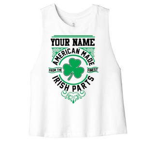 Personalize American Made Irish Parts St Patrick's Day Women's Racerback Cropped Tank