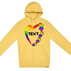 Personalize Autism Heart Custom Text Premium Pullover Hoodie