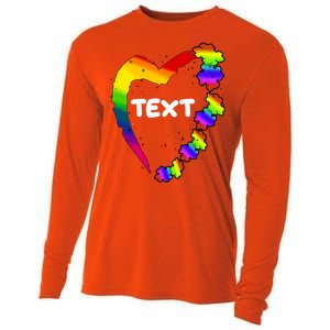 Personalize Autism Heart Custom Text Cooling Performance Long Sleeve Crew