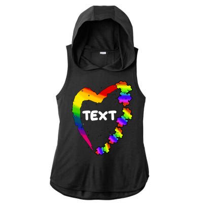 Personalize Autism Heart Custom Text Ladies PosiCharge Tri-Blend Wicking Draft Hoodie Tank