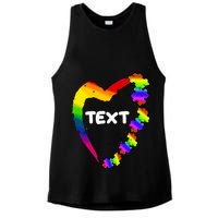 Personalize Autism Heart Custom Text Ladies PosiCharge Tri-Blend Wicking Tank