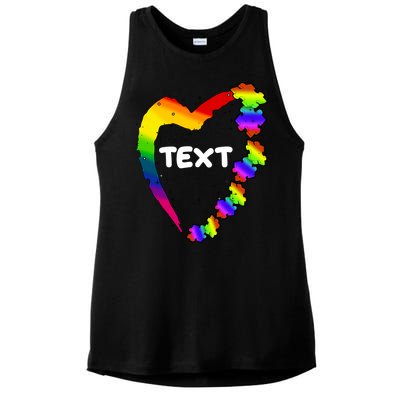 Personalize Autism Heart Custom Text Ladies PosiCharge Tri-Blend Wicking Tank