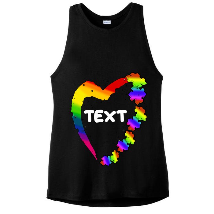 Personalize Autism Heart Custom Text Ladies PosiCharge Tri-Blend Wicking Tank