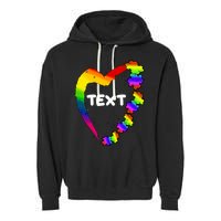 Personalize Autism Heart Custom Text Garment-Dyed Fleece Hoodie