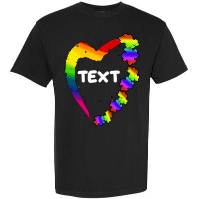 Personalize Autism Heart Custom Text Garment-Dyed Heavyweight T-Shirt