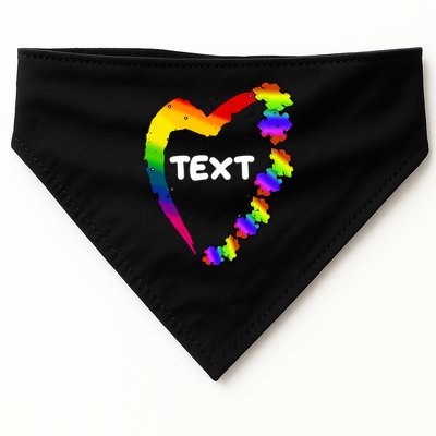 Personalize Autism Heart Custom Text USA-Made Doggie Bandana