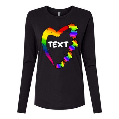 Personalize Autism Heart Custom Text Womens Cotton Relaxed Long Sleeve T-Shirt