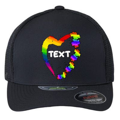 Personalize Autism Heart Custom Text Flexfit Unipanel Trucker Cap