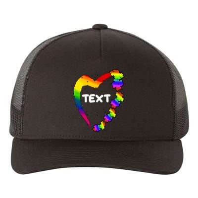 Personalize Autism Heart Custom Text Yupoong Adult 5-Panel Trucker Hat