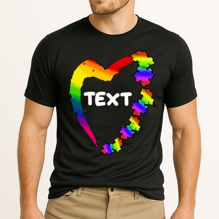 Personalize Autism Heart Custom Text Performance Shirt
