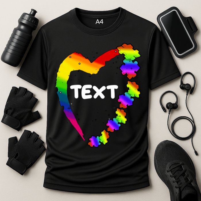 Personalize Autism Heart Custom Text Performance Shirt