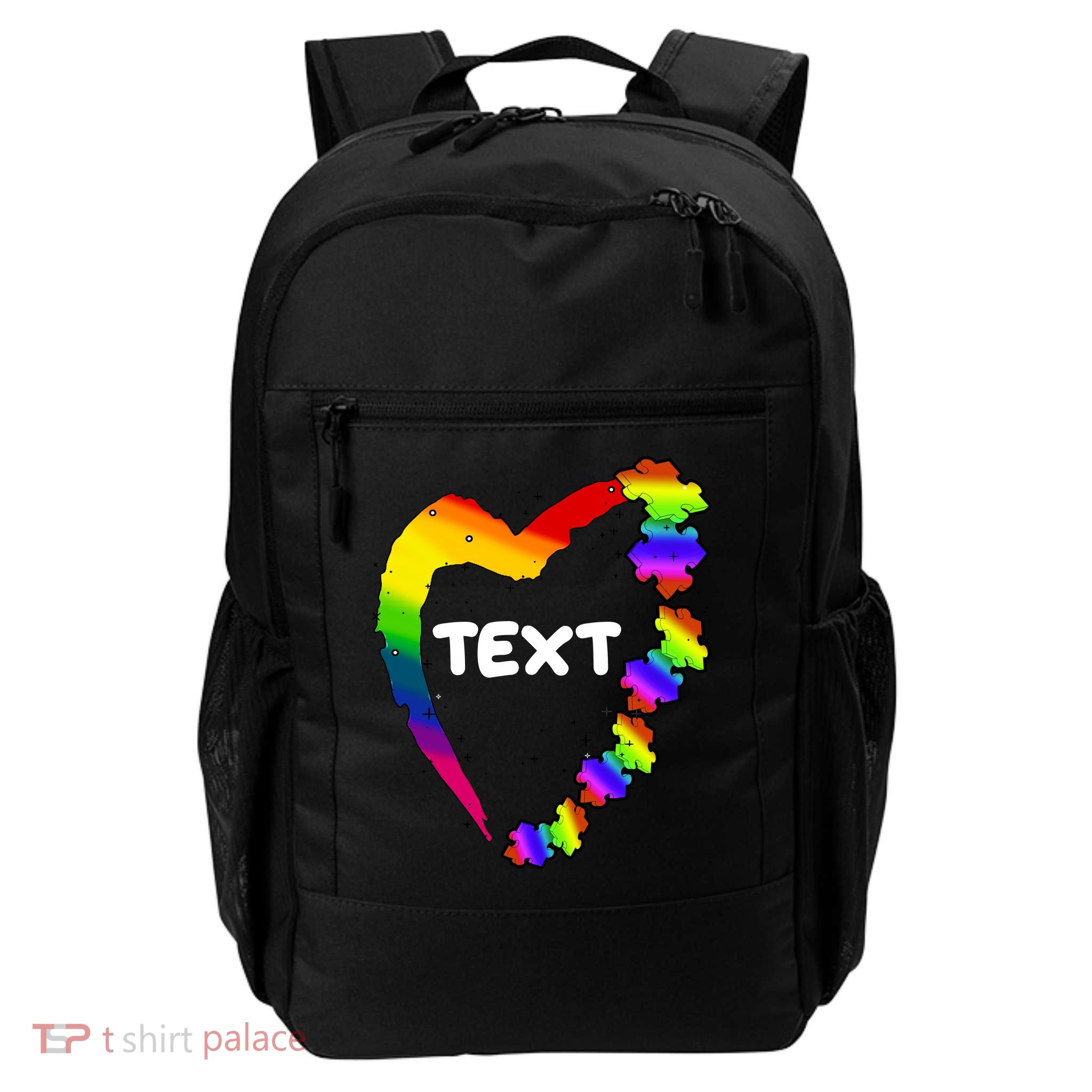 Personalize Autism Heart Custom Text Daily Commute Backpack