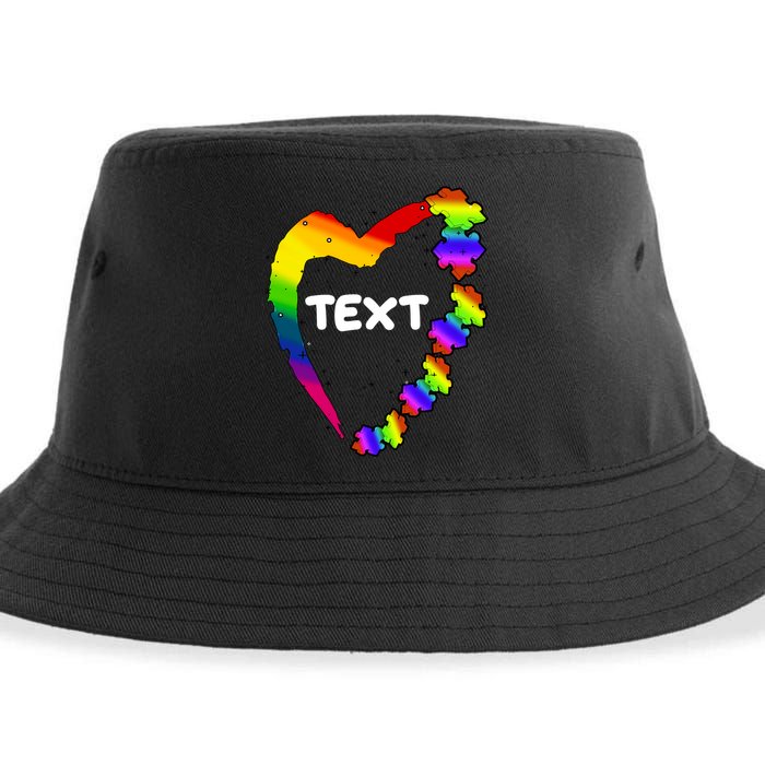 Personalize Autism Heart Custom Text Sustainable Bucket Hat