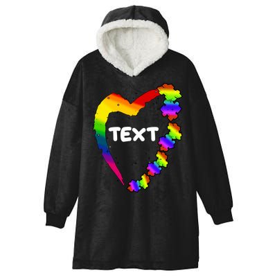 Personalize Autism Heart Custom Text Hooded Wearable Blanket