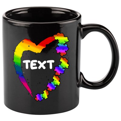 Personalize Autism Heart Custom Text 11oz C Handle Ceramic Mug