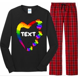 Personalize Autism Heart Custom Text Long Sleeve Pajama Set