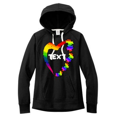 Personalize Autism Heart Custom Text Women's Fleece Hoodie