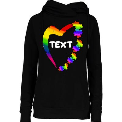 Personalize Autism Heart Custom Text Womens Funnel Neck Pullover Hood