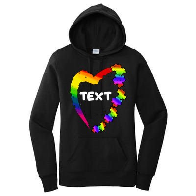 Personalize Autism Heart Custom Text Women's Pullover Hoodie