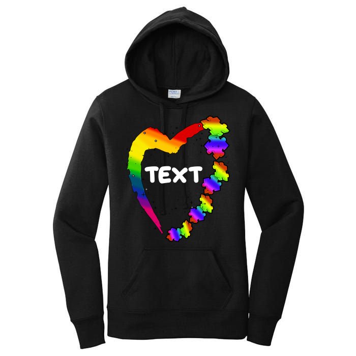 Personalize Autism Heart Custom Text Women's Pullover Hoodie
