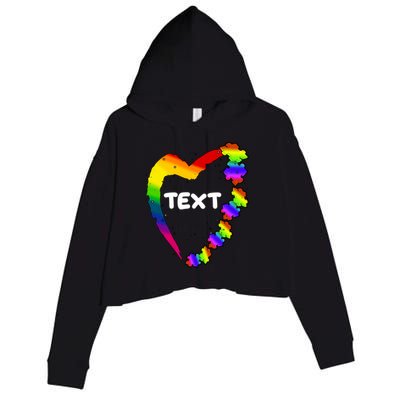 Personalize Autism Heart Custom Text Crop Fleece Hoodie