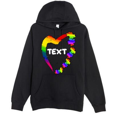 Personalize Autism Heart Custom Text Premium Pullover Hoodie
