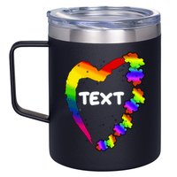 Personalize Autism Heart Custom Text 12oz Stainless Steel Coffee Mug