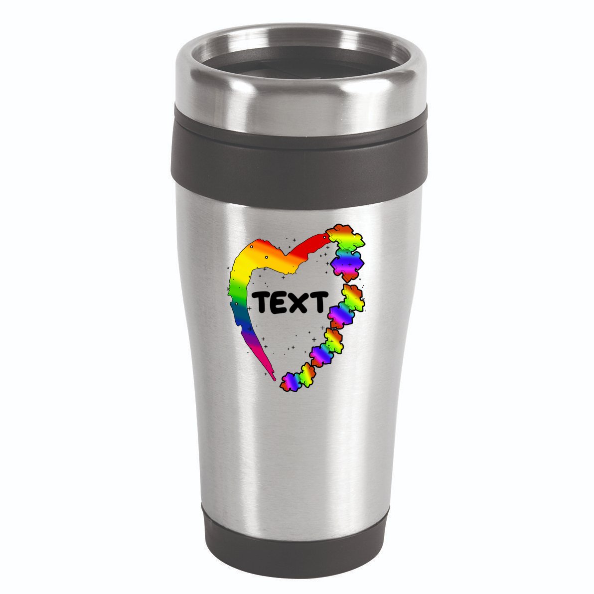 Personalize Autism Heart Custom Text 16oz Travel Tumbler