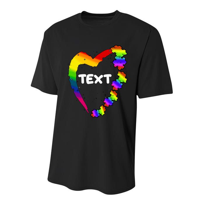 Personalize Autism Heart Custom Text Youth Performance Sprint T-Shirt