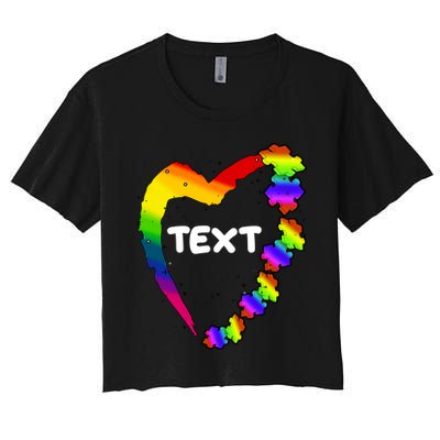 Personalize Autism Heart Custom Text Crop Top