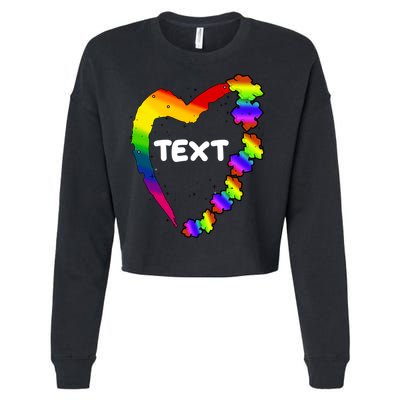 Personalize Autism Heart Custom Text Cropped Pullover Crew