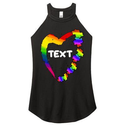 Personalize Autism Heart Custom Text Women's Perfect Tri Rocker Tank