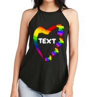 Personalize Autism Heart Custom Text Women's Perfect Tri Rocker Tank